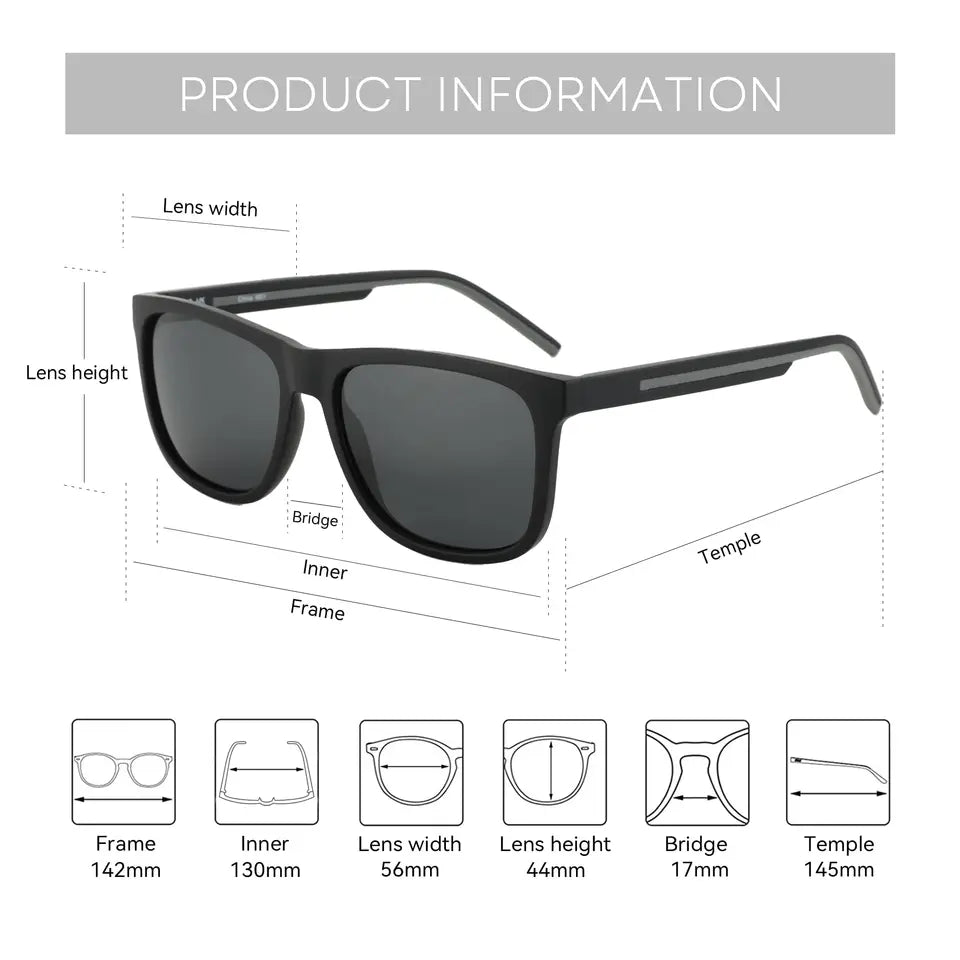 ZENOTTIC Men's Polarized Sunglasses - Lightweight TR90 Frame Square Mens Sunglasses UV400 Protection