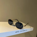 New Fashion Brand Oval Sunglasses for Women Retro Small Frame Woman Man Metal Cat Eye Glasses Shades UV Protection Sun Glasses